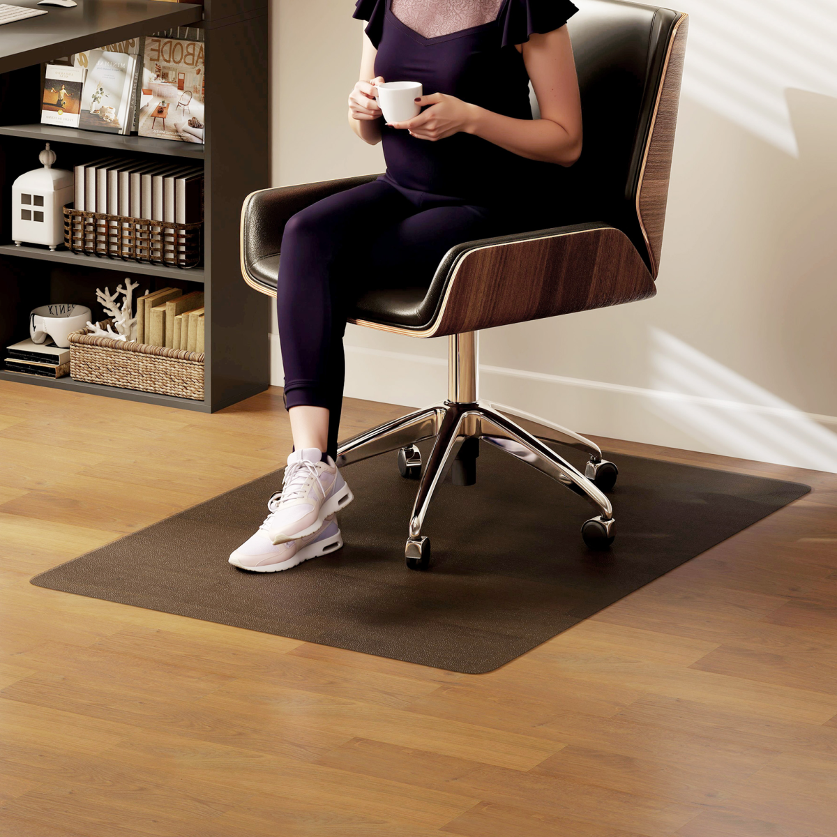 HOMCOM Home Office Hard Floor Protector Chair Mat Non Slip Frosted, Black