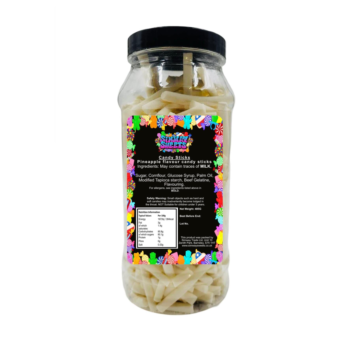 Candy Sticks Sweets Gift Jar - 485g