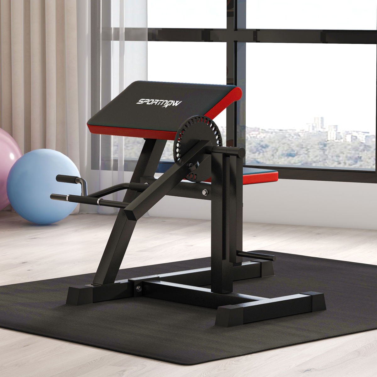 SPORTNOW Adjustable Preacher Curl Bench with Elbow Cushion for Home Gym