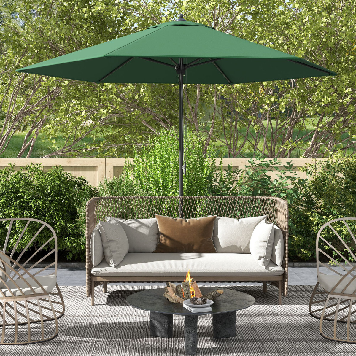 2.8m Patio Sun Umbrella Parasol Outdoor Green BASE NOT INCLUDED