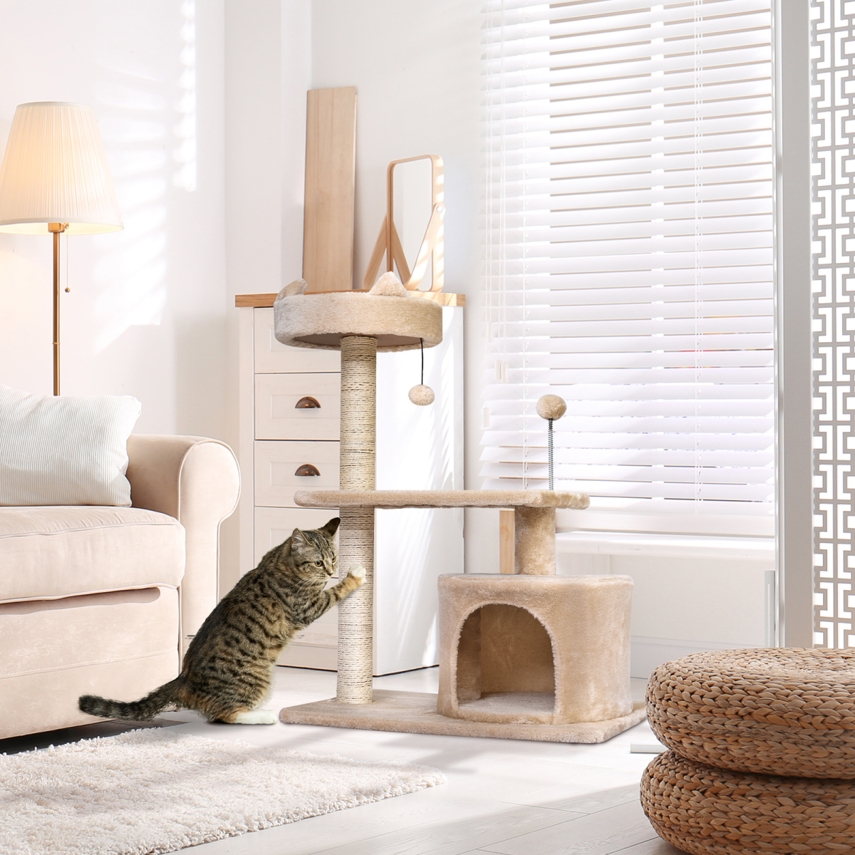 81cm Cat Tree Scratching Post Tower for Kitten Large Cats Activity Centre House