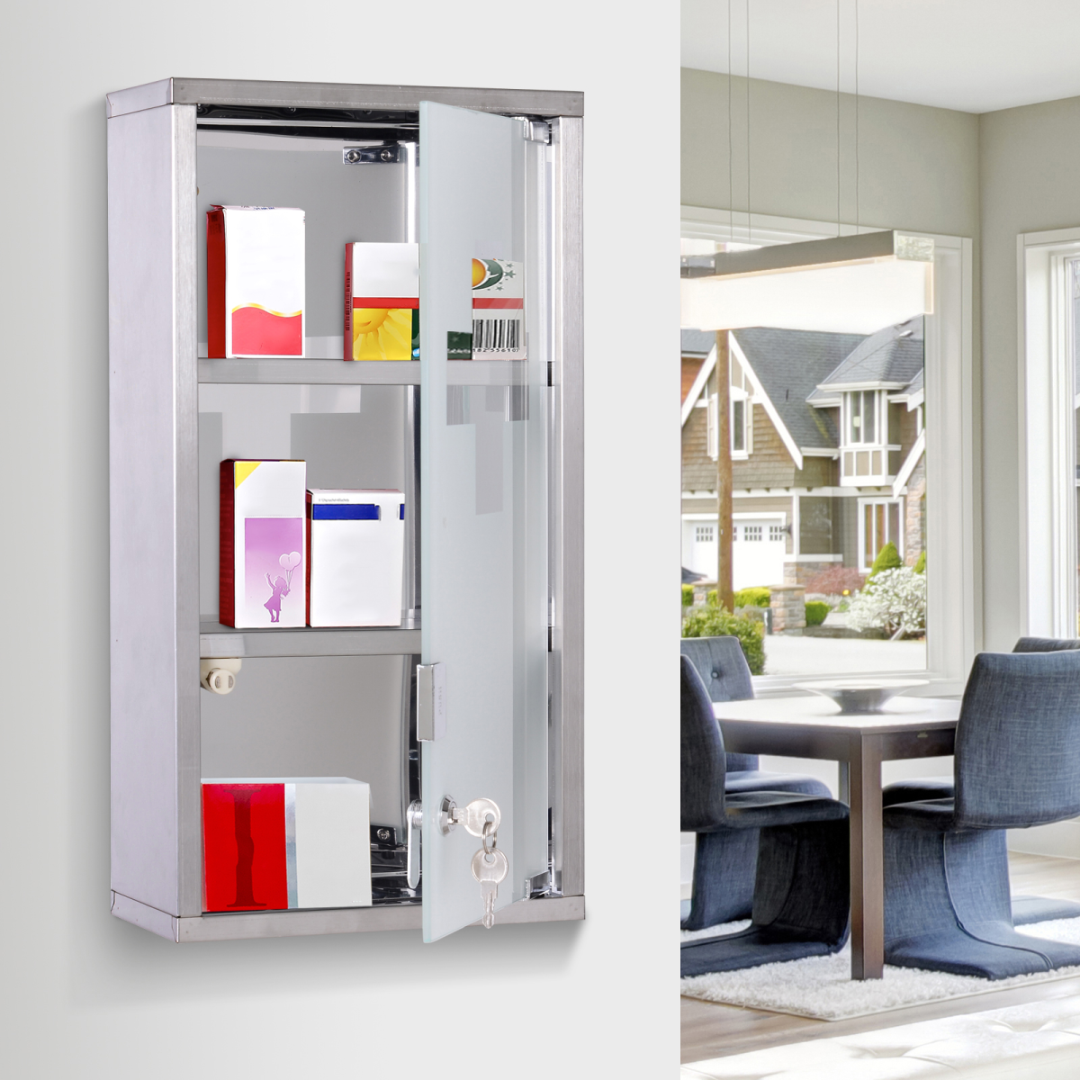 Wall Mounted Medicine Cabinet-Silver