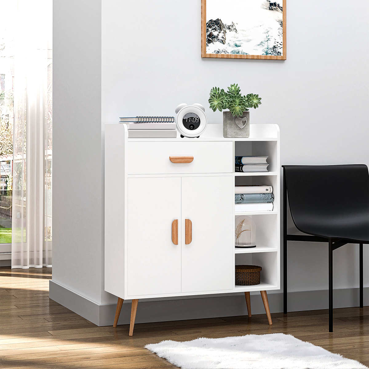 Side Cabinet Hallway Storage Unit Home Console Table Organiser White