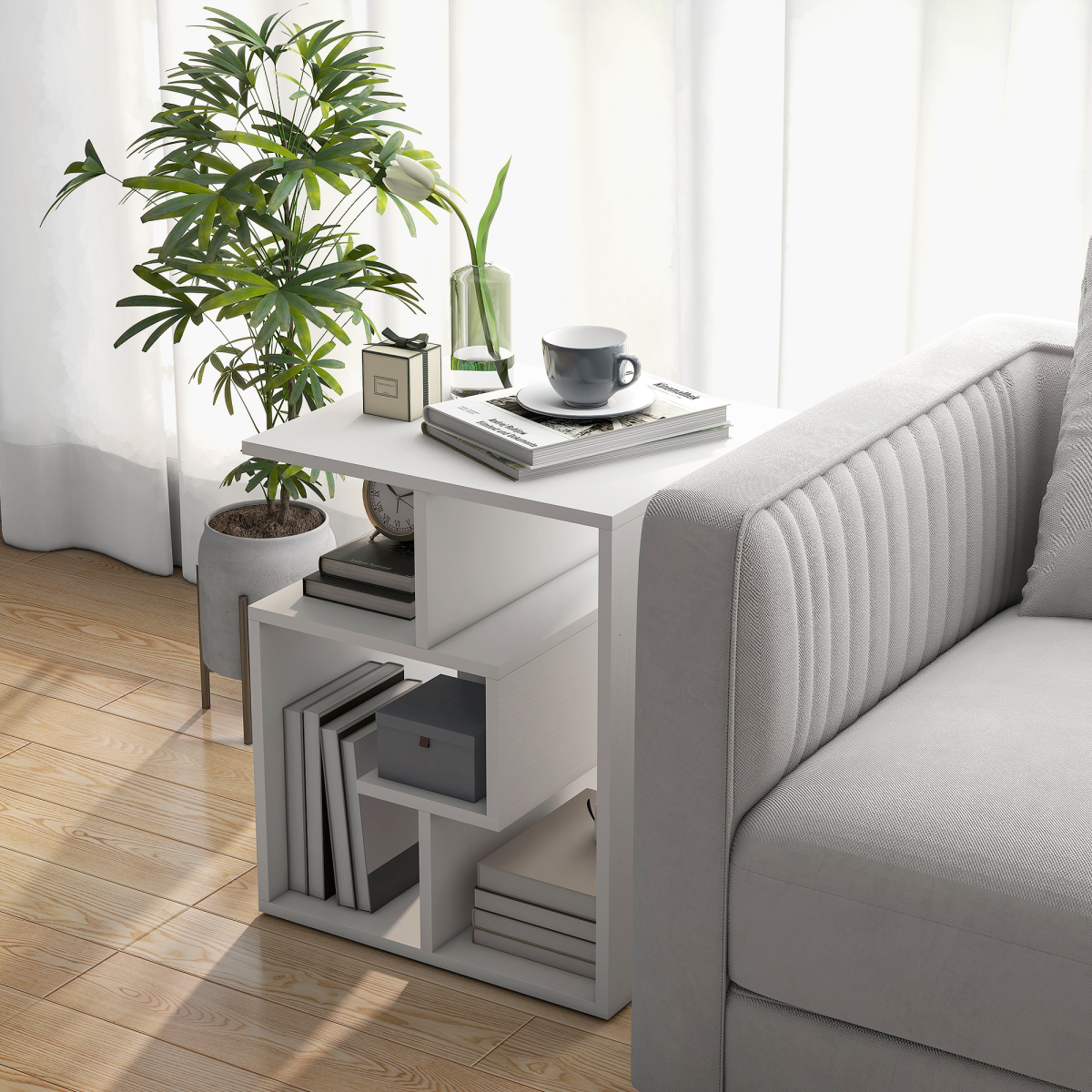 3-Tier Side End Table Open Shelves Storage Coffee Book Magazine Desk