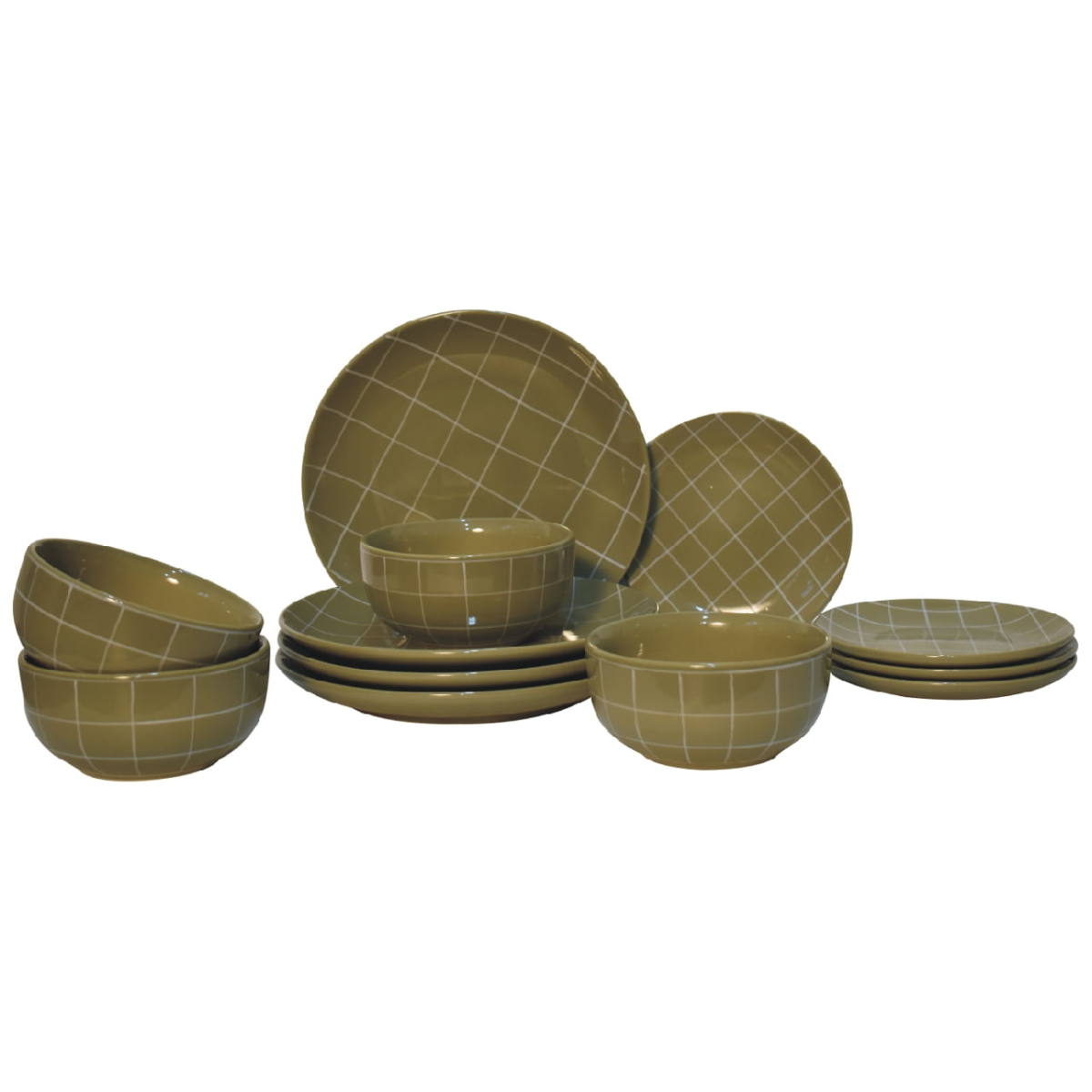 Artisan Furniture Serveware - Dahlia Plate Set, Olive Green