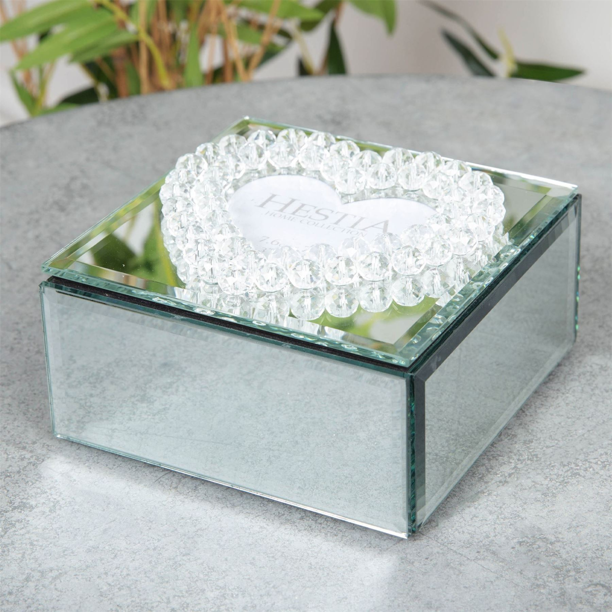 Hestia Mirror Glass Heart Shaped Jewellery Box