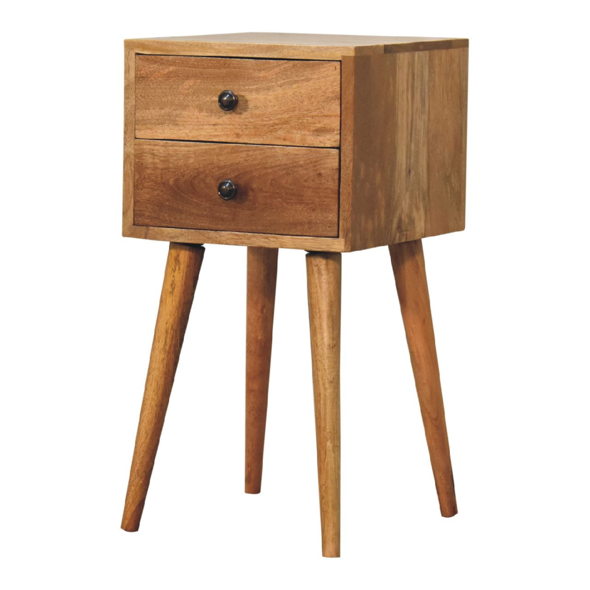 Artisan Furniture Solid Wood Mini 2 Drawer Oak-ish Bedside, Brown