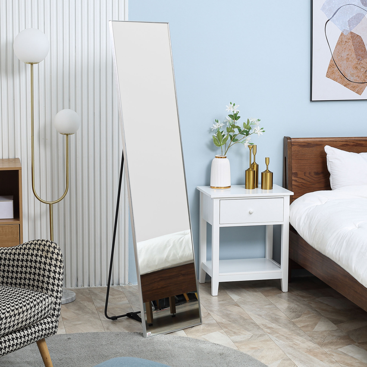 Full Length Mirror Dressing Mirror Wall-Mounted Entryway Black Frame