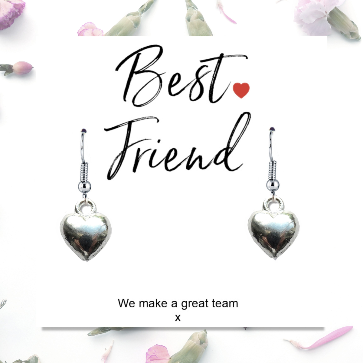 Best Friend Mini Gift Hamper with Silver Heart Earrings | Letter Box Gift For Her | Unique Gifts For Her Birthday, Thank you or Christmas UK