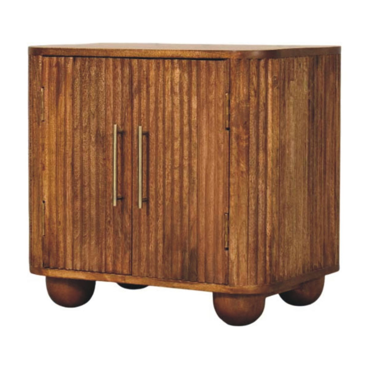 Artisan Furniture Solid Wood Solis Fluted Mini Sideboard, 2 Doors, 2 Shelves, Beige