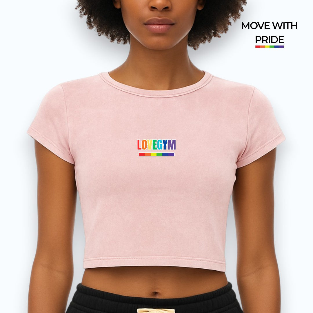 'Move With Pride' Snow Washed Crop Top