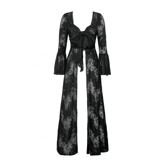 Dark in Love Emersyn Elegant Gothic Lace-Trimmed Long Robe