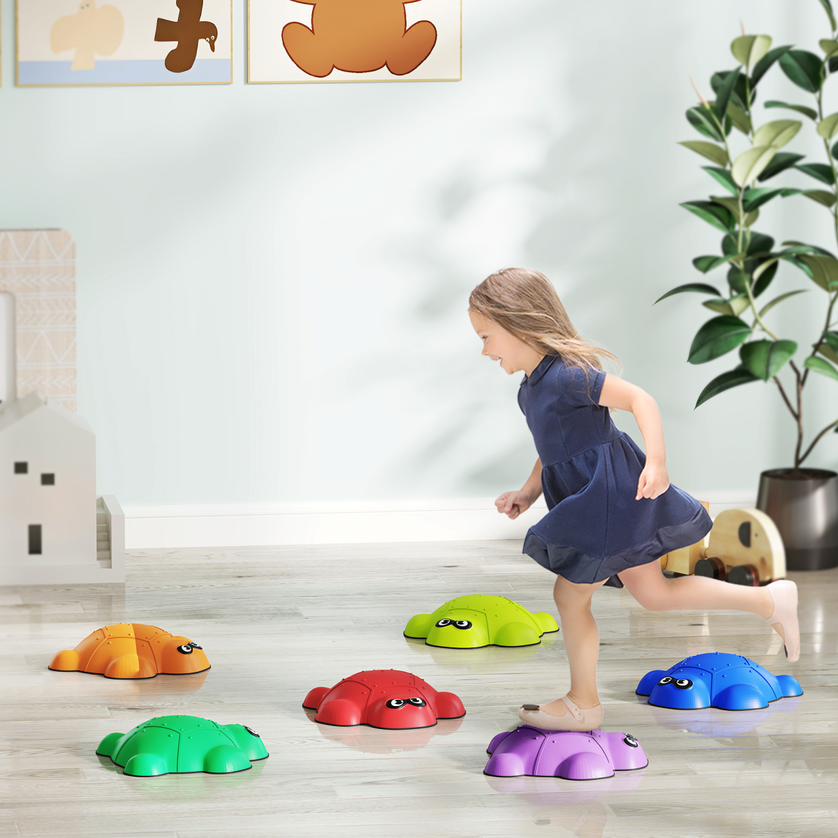 AIYAPLAY 6 PCS Balance Stepping Stones, Stackable River Stones  Non-slip Edge