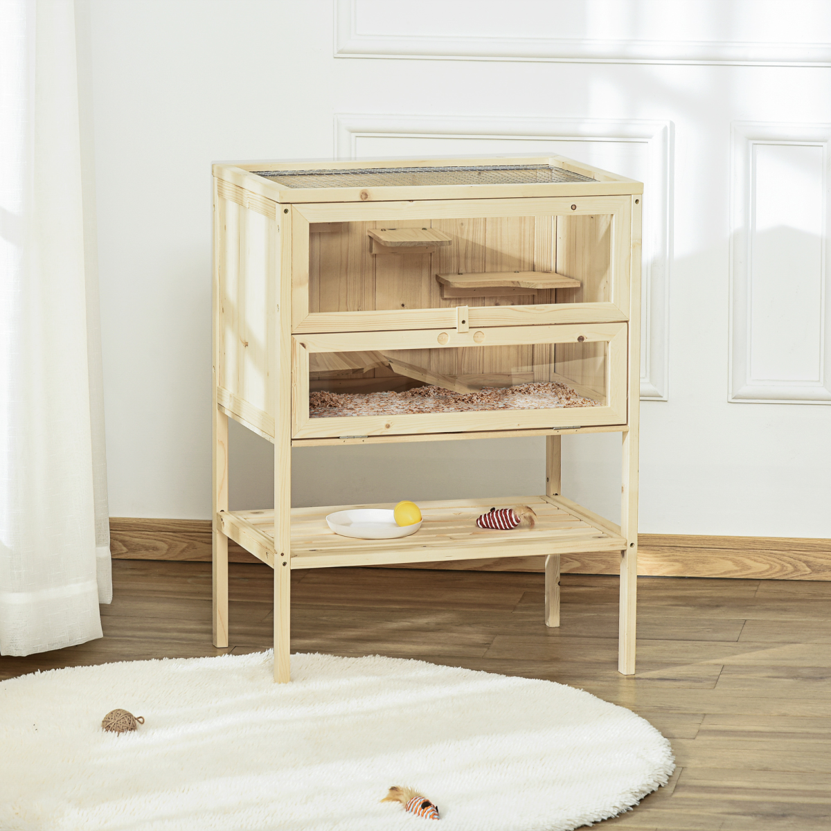 Hamster Cage House Pet Play Exercise 3 Tiers Mouse Wooden Fir Small Animals