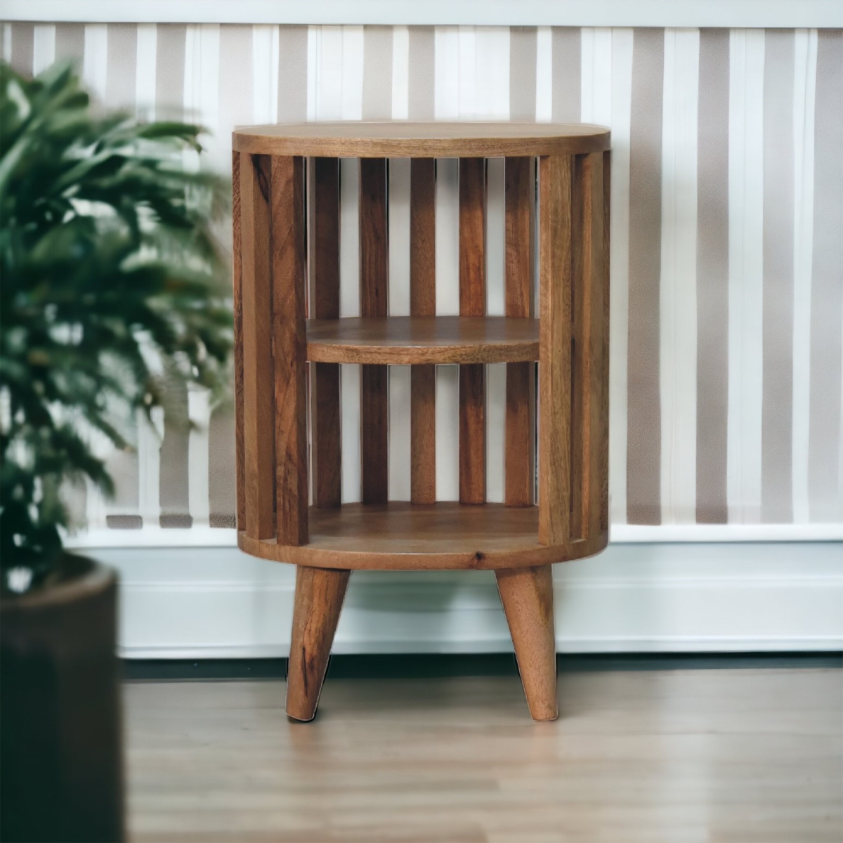 Artisan Furniture Solid Wood Ariella Double Shelf Oak-ish Bedside