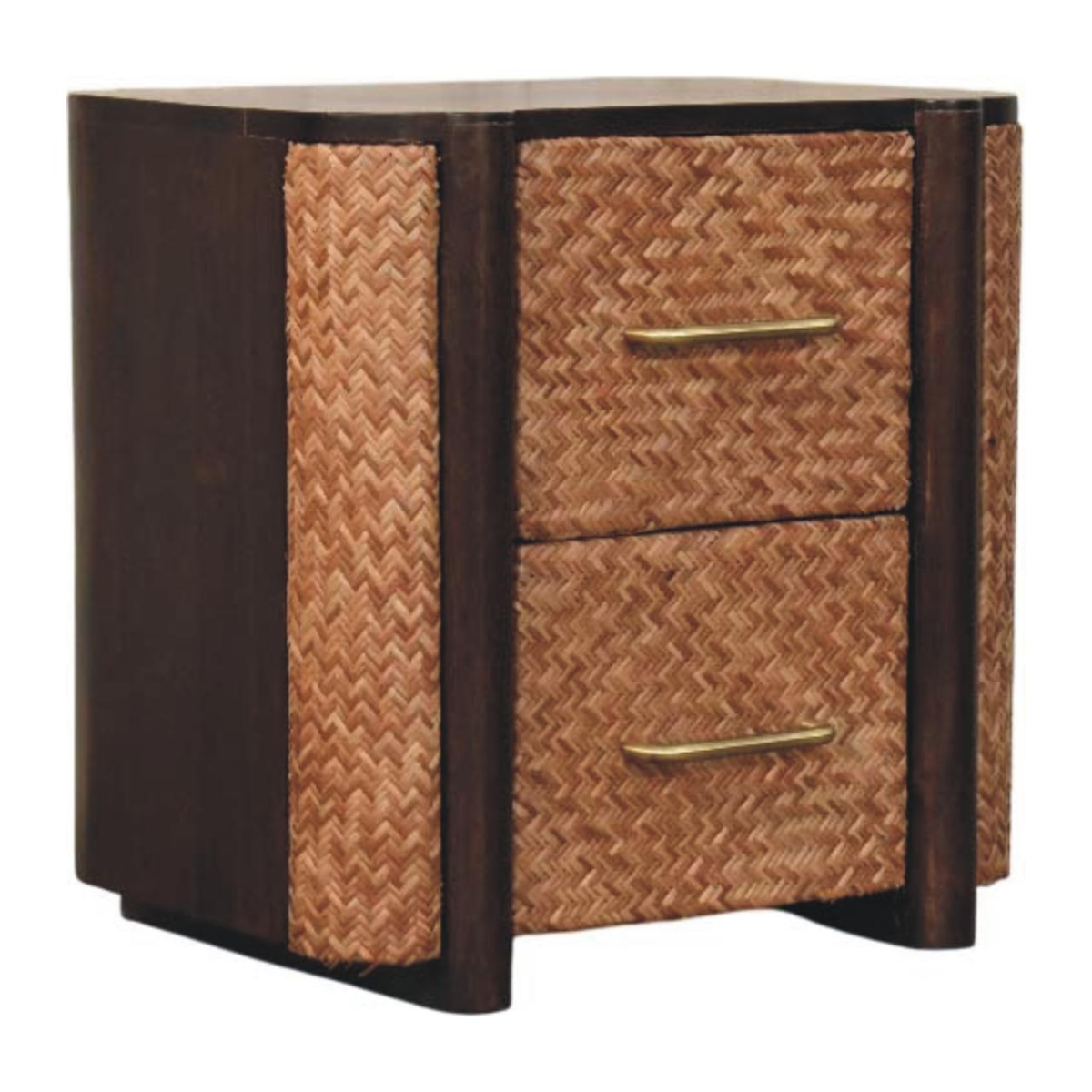 Artisan Furniture Solid Wood Havana Canefront Drawers, 2 Drawers, Dark Brown