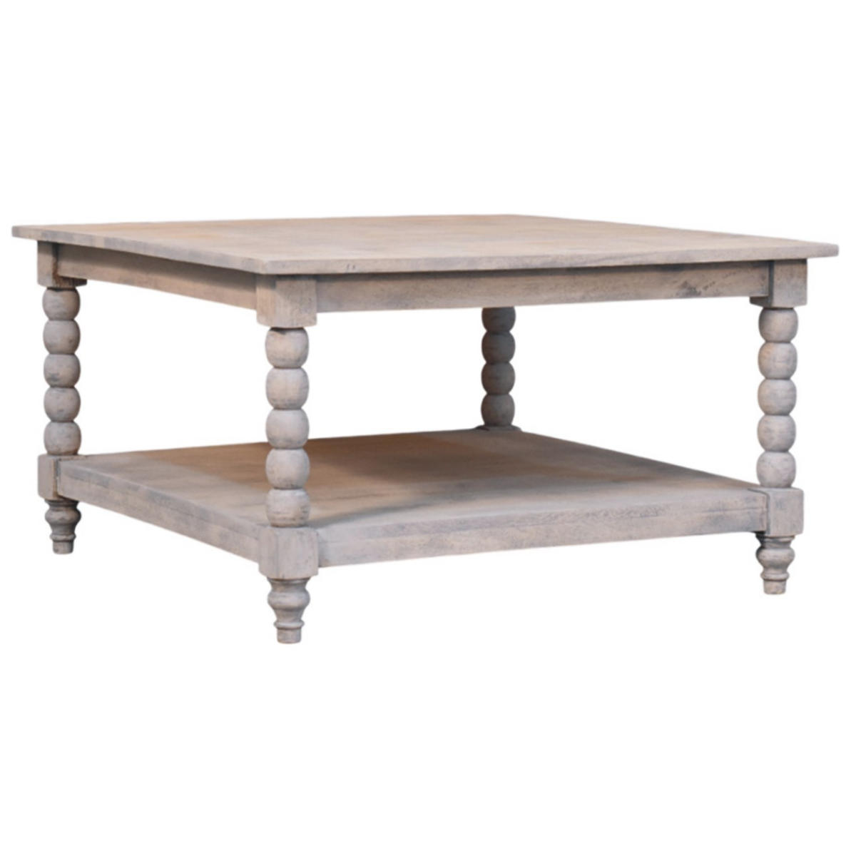 Artisan Furniture Solid Wood Barclay Acid Wash Coffee Table, 1 Shelf, Beige