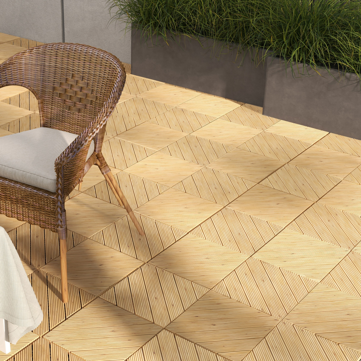 Outsunny 9 Pcs Interlocking Flooring Tiles for Patio, Balcony, Hot Tub, Yellow