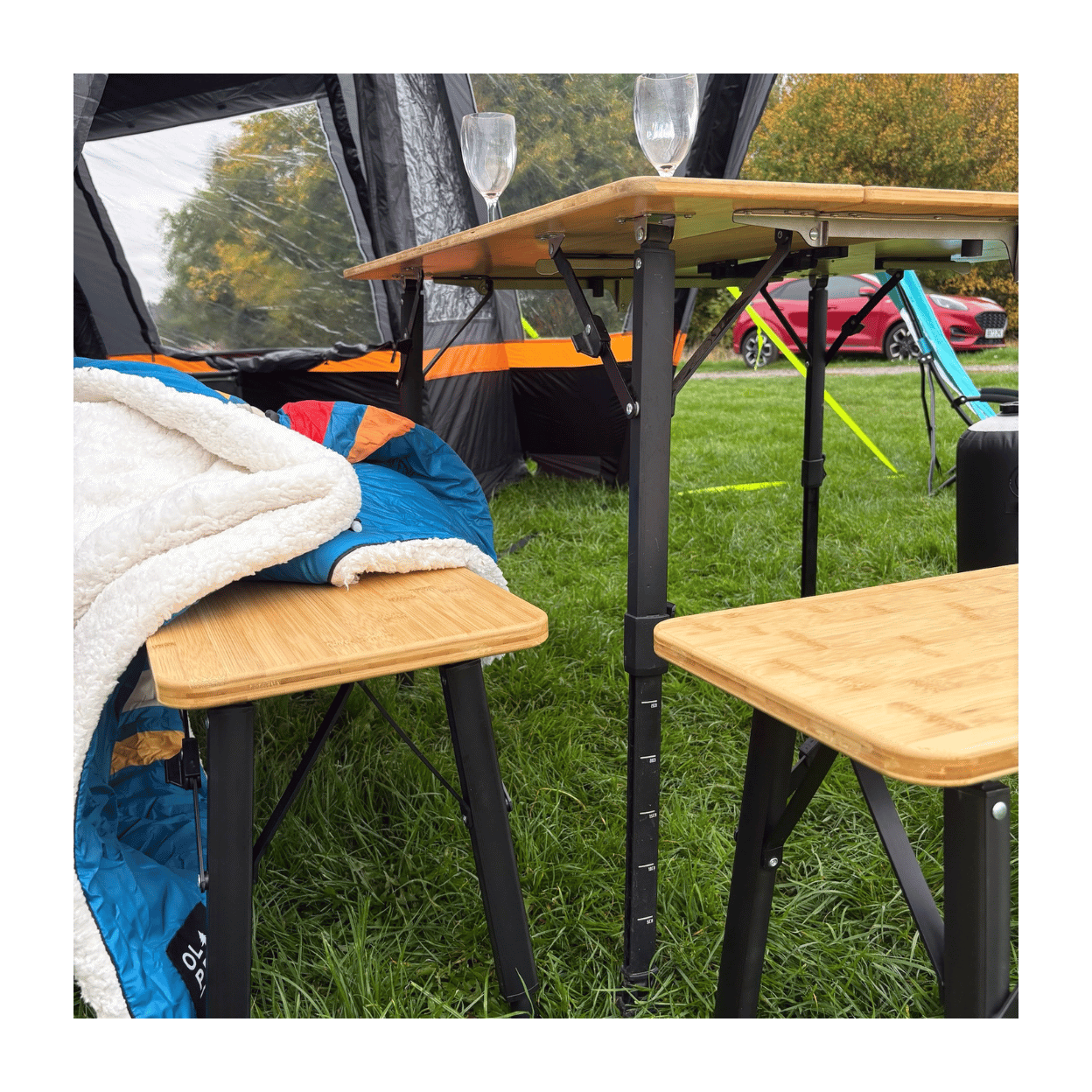 Folding Bamboo Bench Set