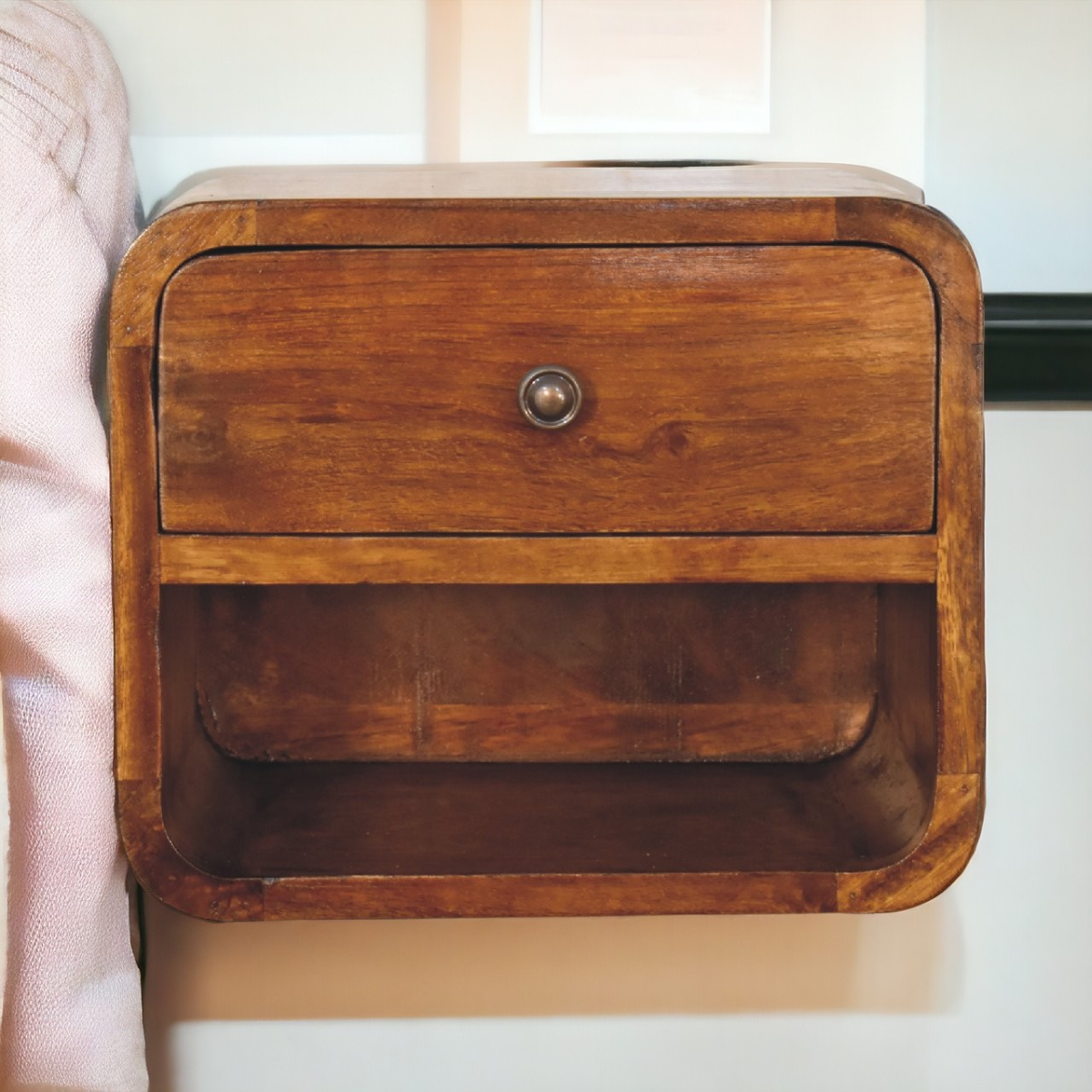 Artisan Furniture Solid Wood Mini Curve Floating Bedside