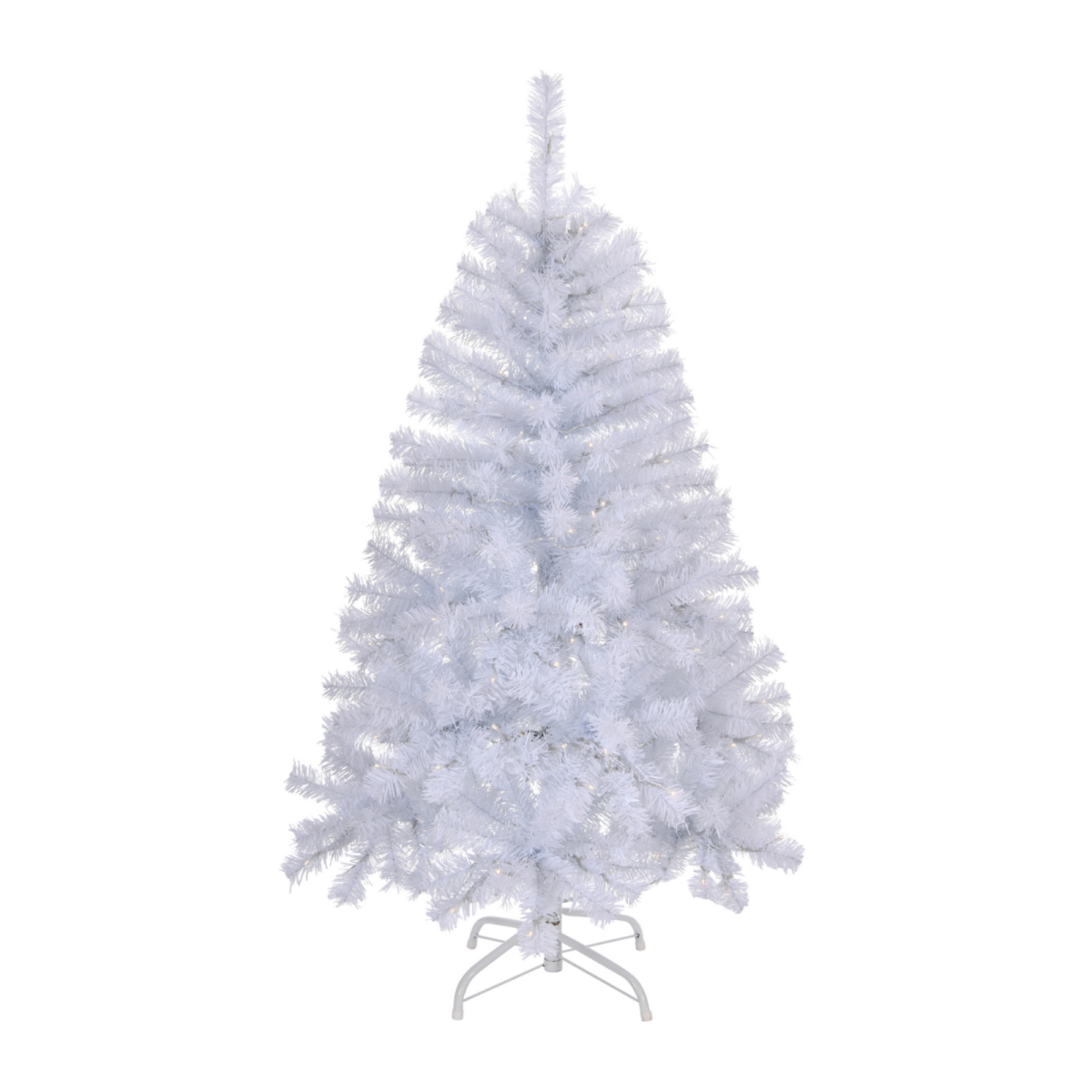 4 FT Pre-lit Artificial Christmas Tree, Hinged Xmas Pine Tree with 346 Branch Tips, 140 Lights and Remote Control for Holiday Party Office Home, White