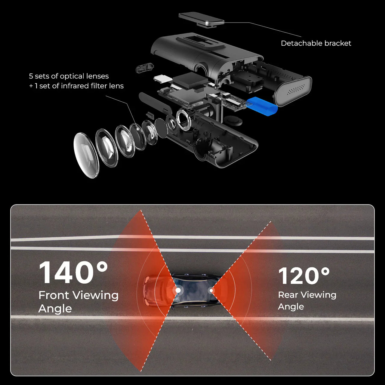 Road Angel Halo Pro 2K+ HD Front & Rear Dash Cam