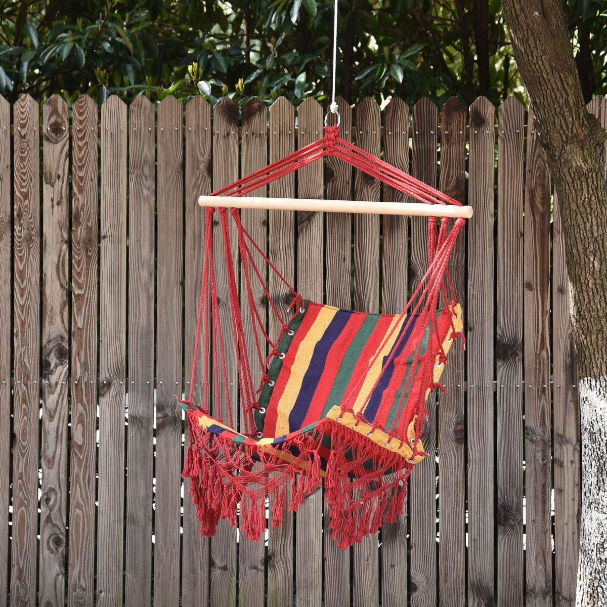 Hammock Chair Swing Colourful Striped Seat Porch Indoor Outdoor Hanging Beach
