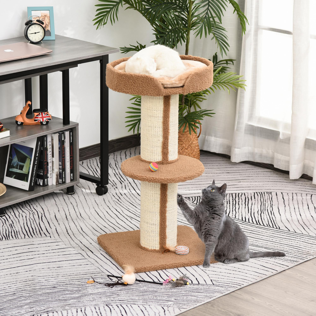 91cm Cat Tree Kitten Activity Center Tower Scratching Post Lamb Cashmere Perch