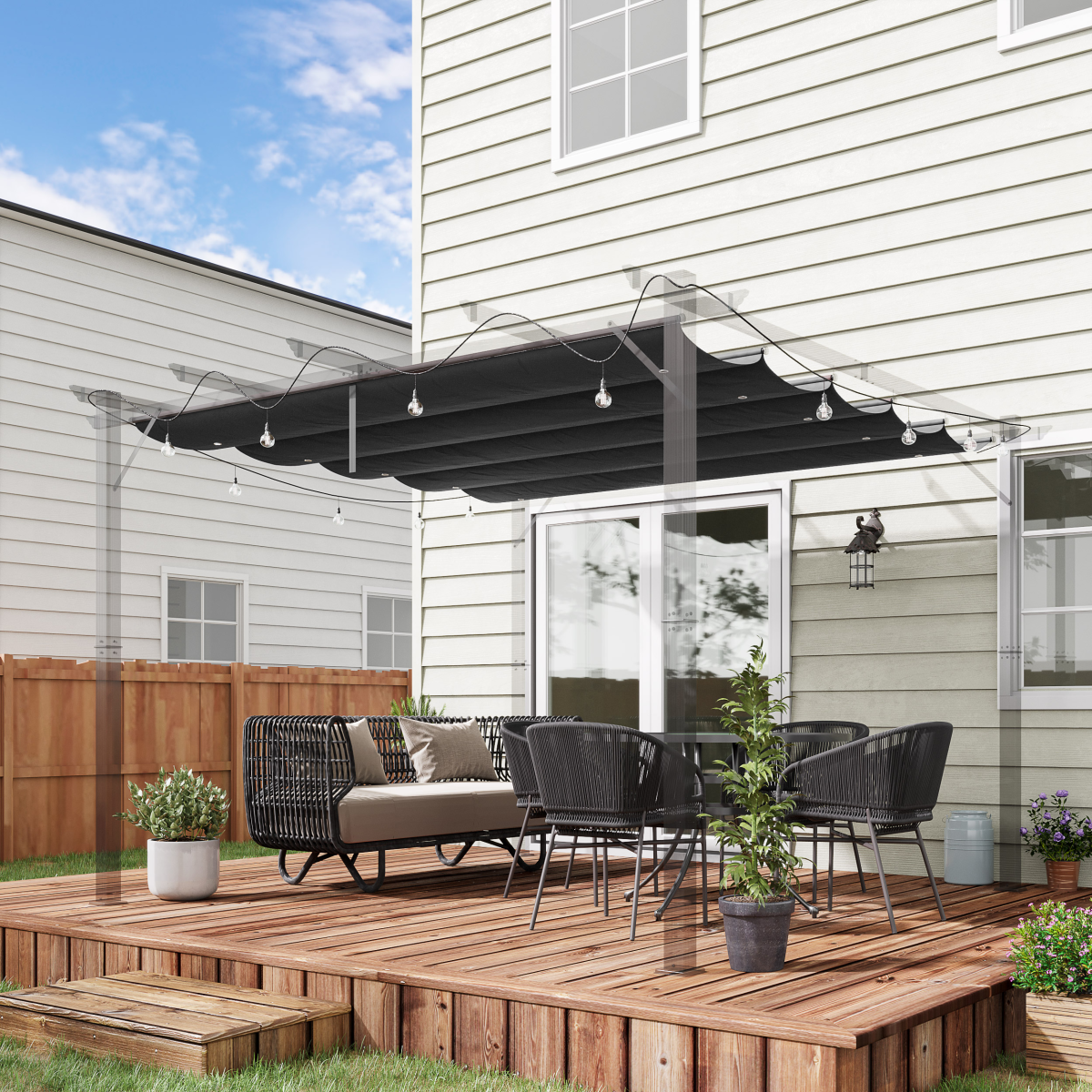 Pergola Shade Cover for 3 x 3m Pergola, Replacement Canopy Fabric Only, Grey