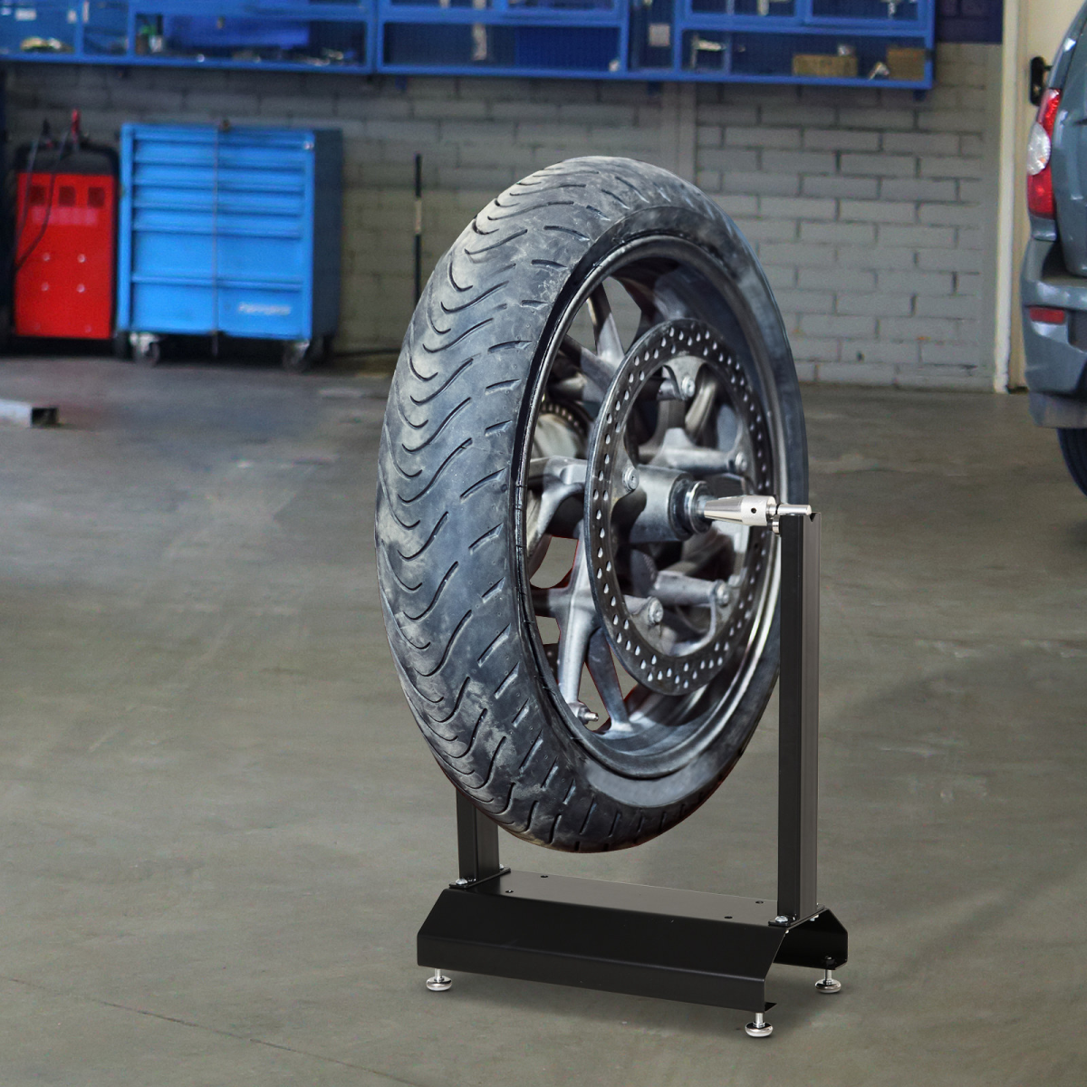 Motorcycle / Bicycle Wheel Balance Stand, Rotating Wheel Durhand