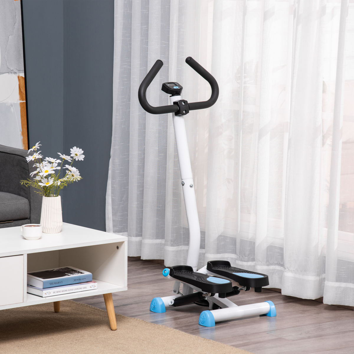 Twister Stepper Height Adjustable Step Machine w/ LCD Screen, Blue HOMCOM