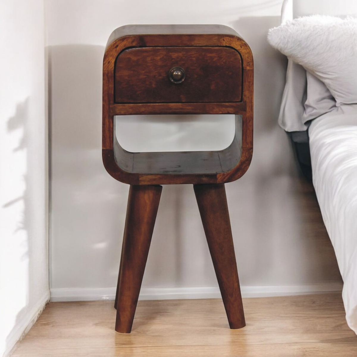 Artisan Furniture Solid Wood Extra Mini Chestnut Curve Lower Bedside