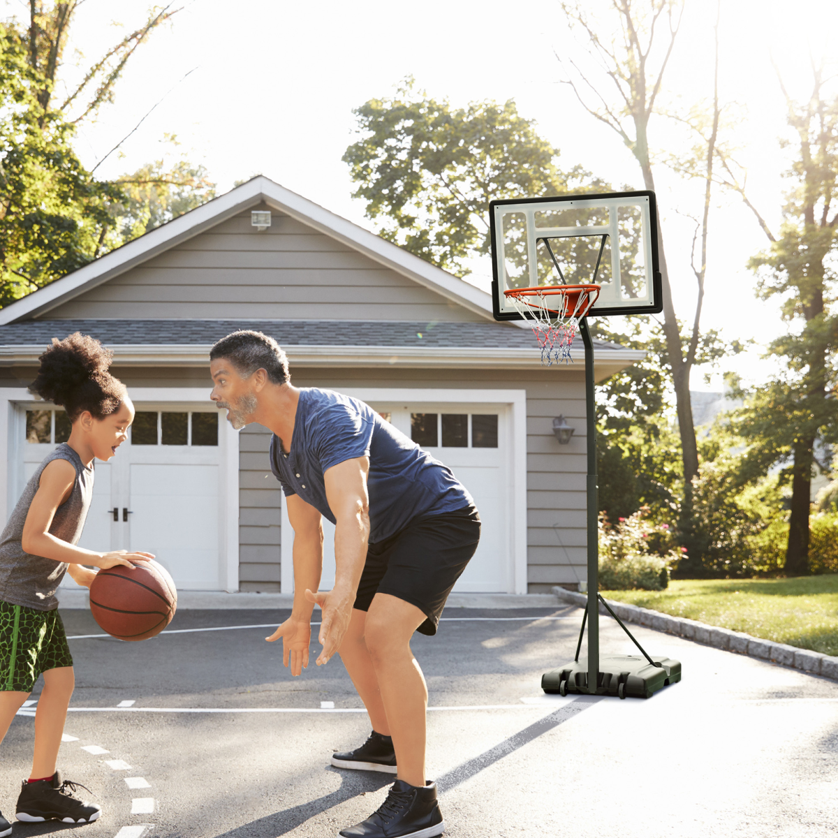 Basketball Hoop Freestanding 255-305cm Height Adjustable Stand  Wheels HOMCOM