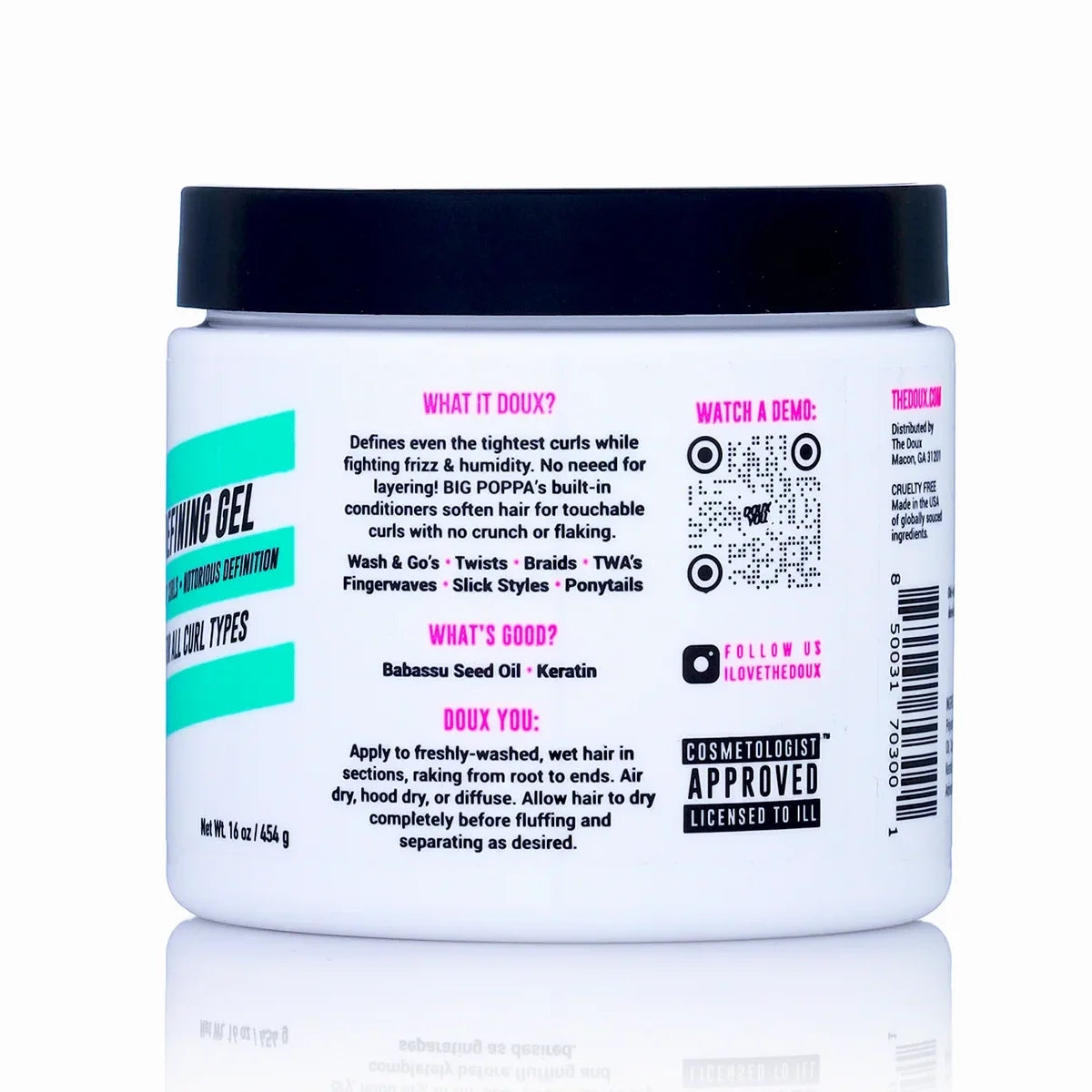 The Doux Big Poppa Defining Gel 16oz for Strong Hold and Frizz Control