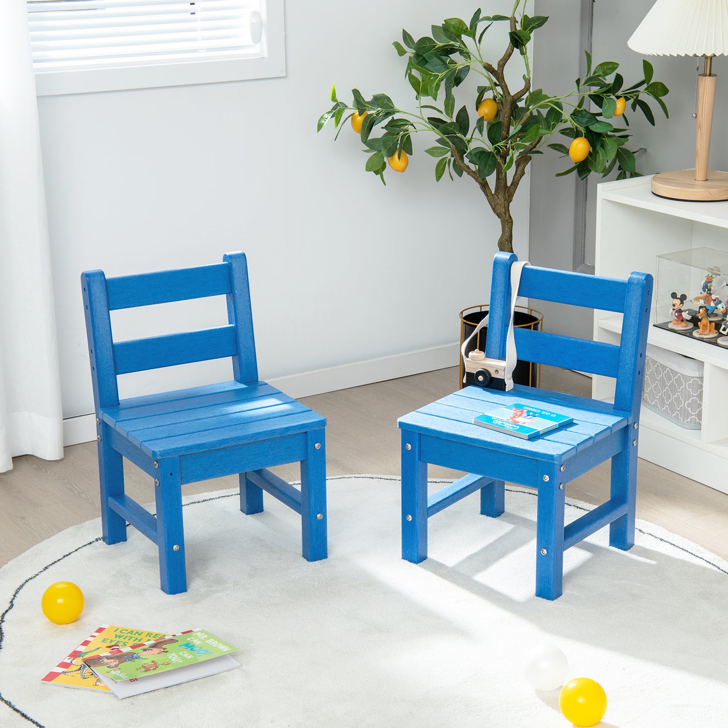 2 PCS Kids Indoor Outdoor Learning Chair with Backrest-Green
