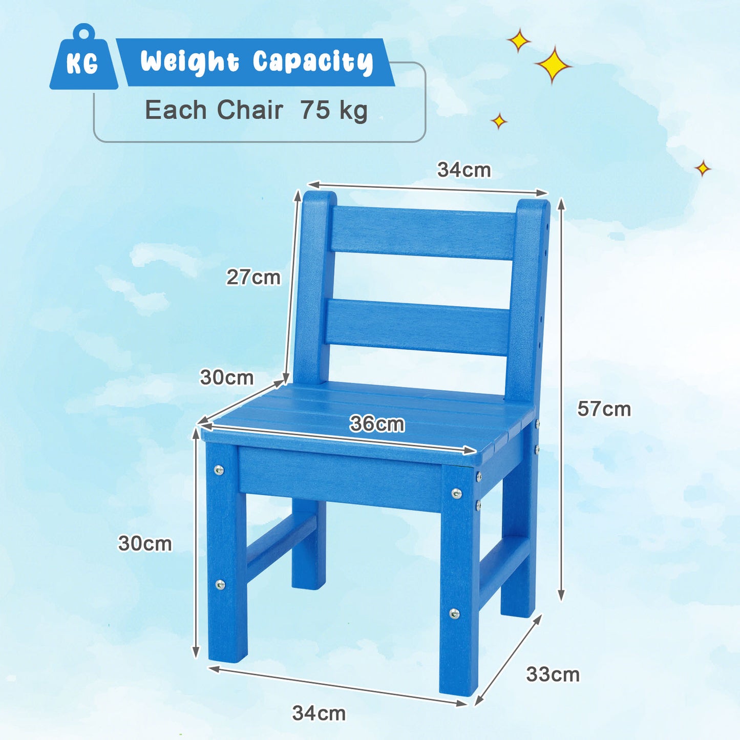 2 PCS Kids Indoor Outdoor Learning Chair with Backrest-Green