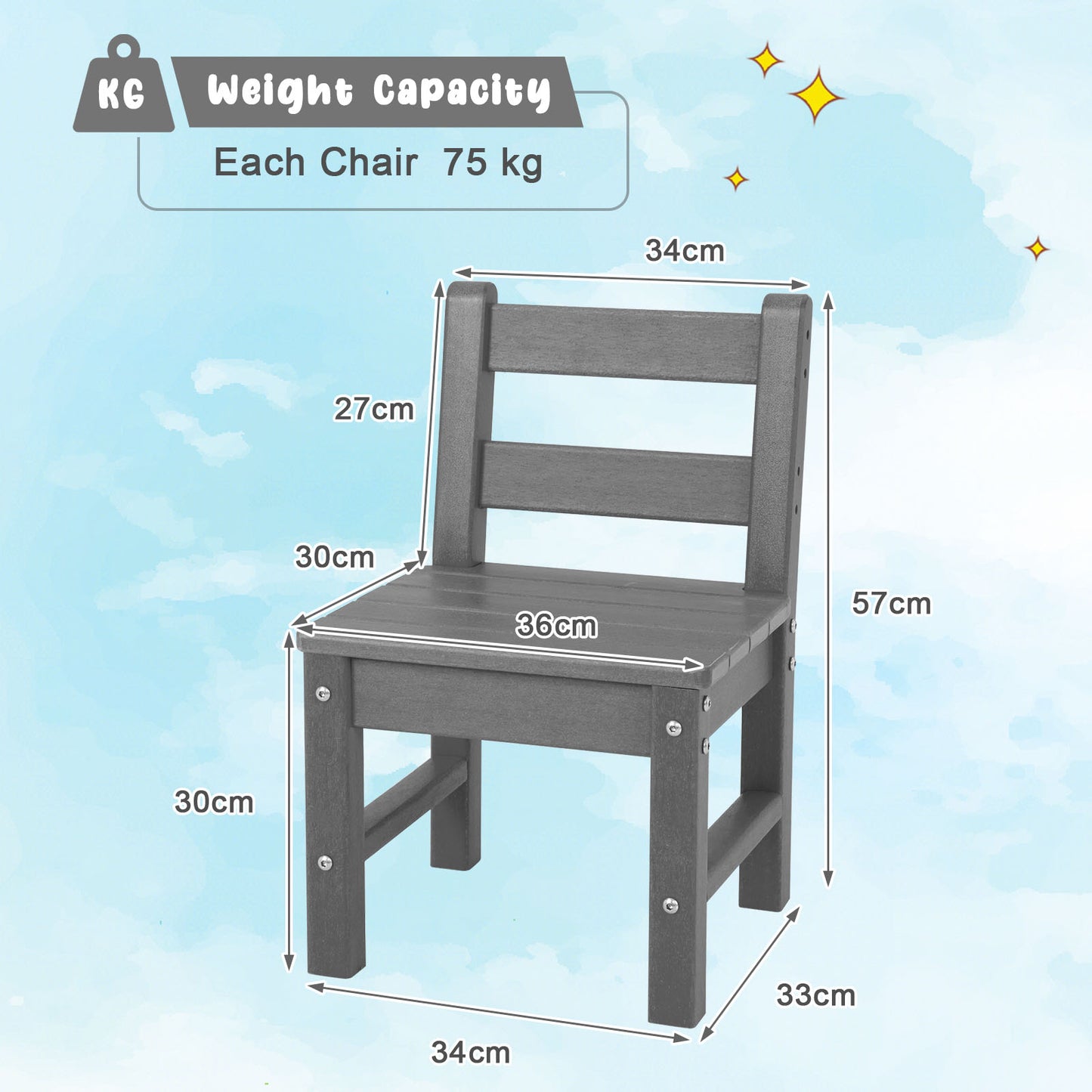 2 PCS Kids Indoor Outdoor Learning Chair with Backrest-Green