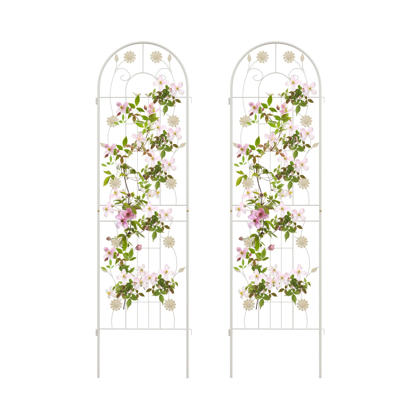 2 Pack 220 cm x 50 cm Metal Garden Trellis for Climbing Plants-Green