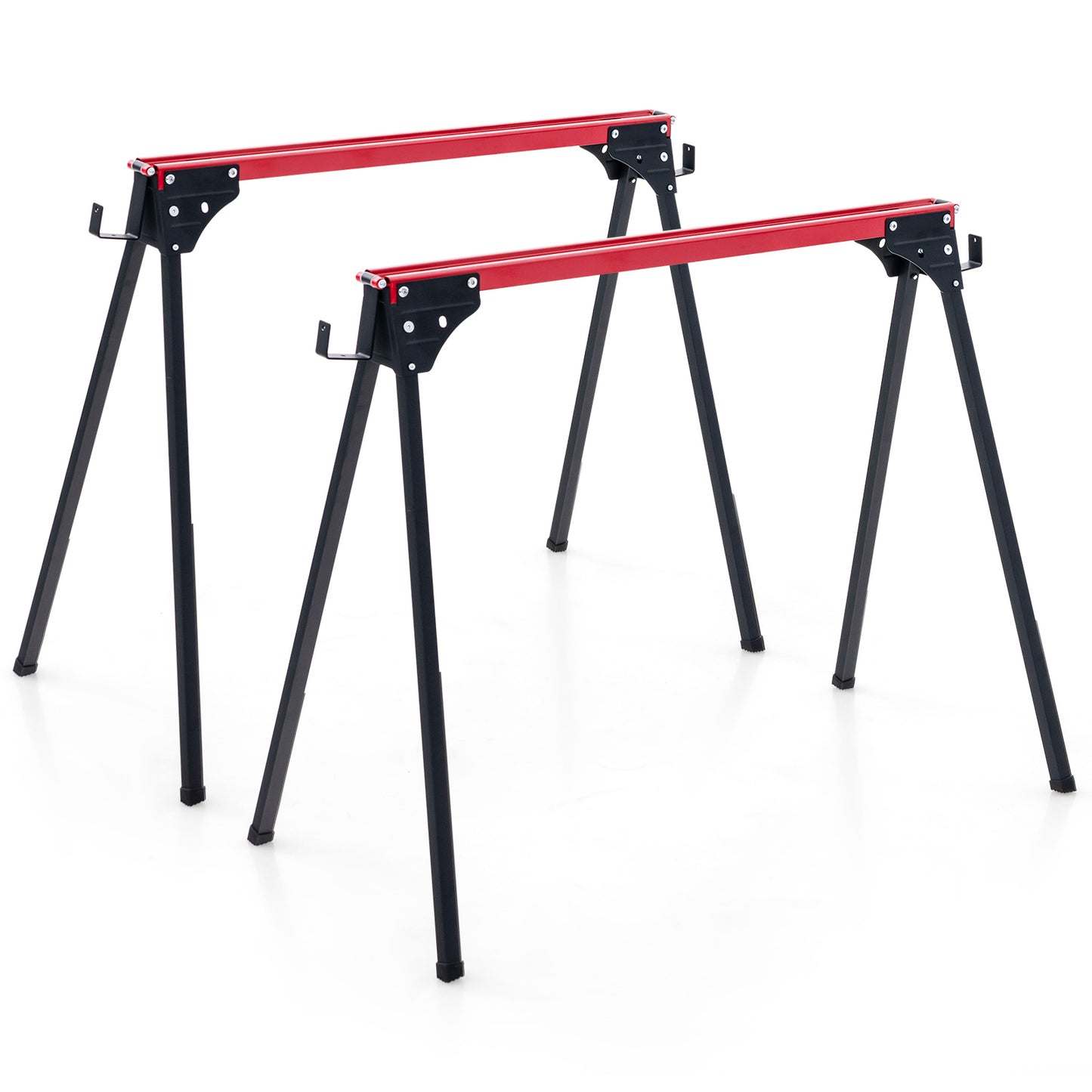 2 Pack Portable Saw Horse Work Table with Quick Open Legs and Support Arms-Orange