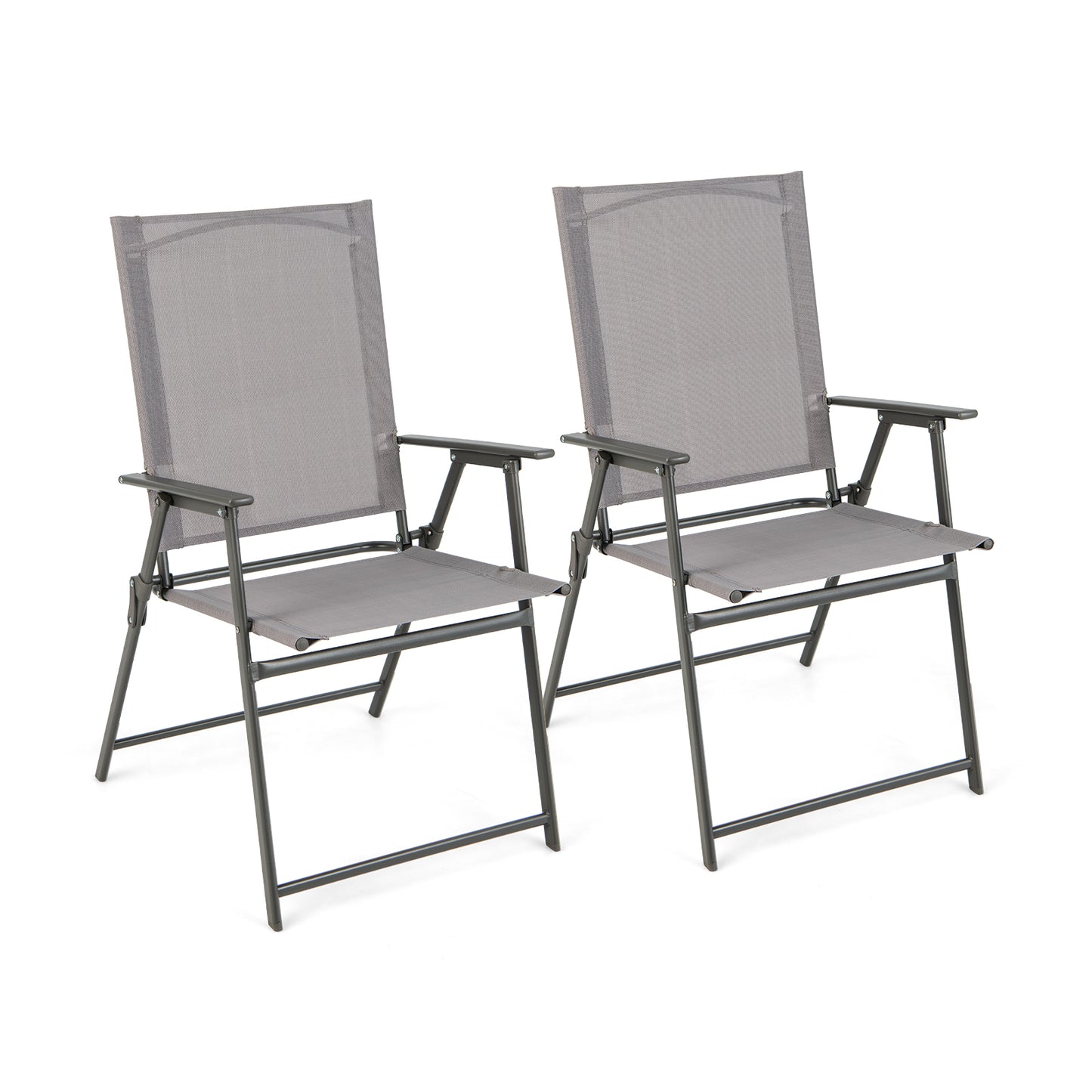 2 Piece Patio Folding Dining Chair Set with Weather-resistant Fabric-Black