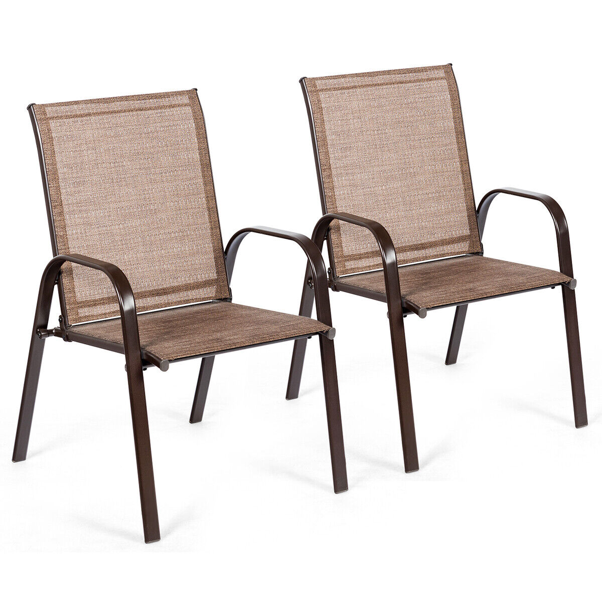 2 Piece Patio Outdoor Camping Chairs Set with Breathable Fabric-Black