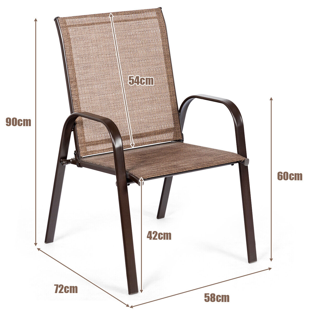 2 Piece Patio Outdoor Camping Chairs Set with Breathable Fabric-Black