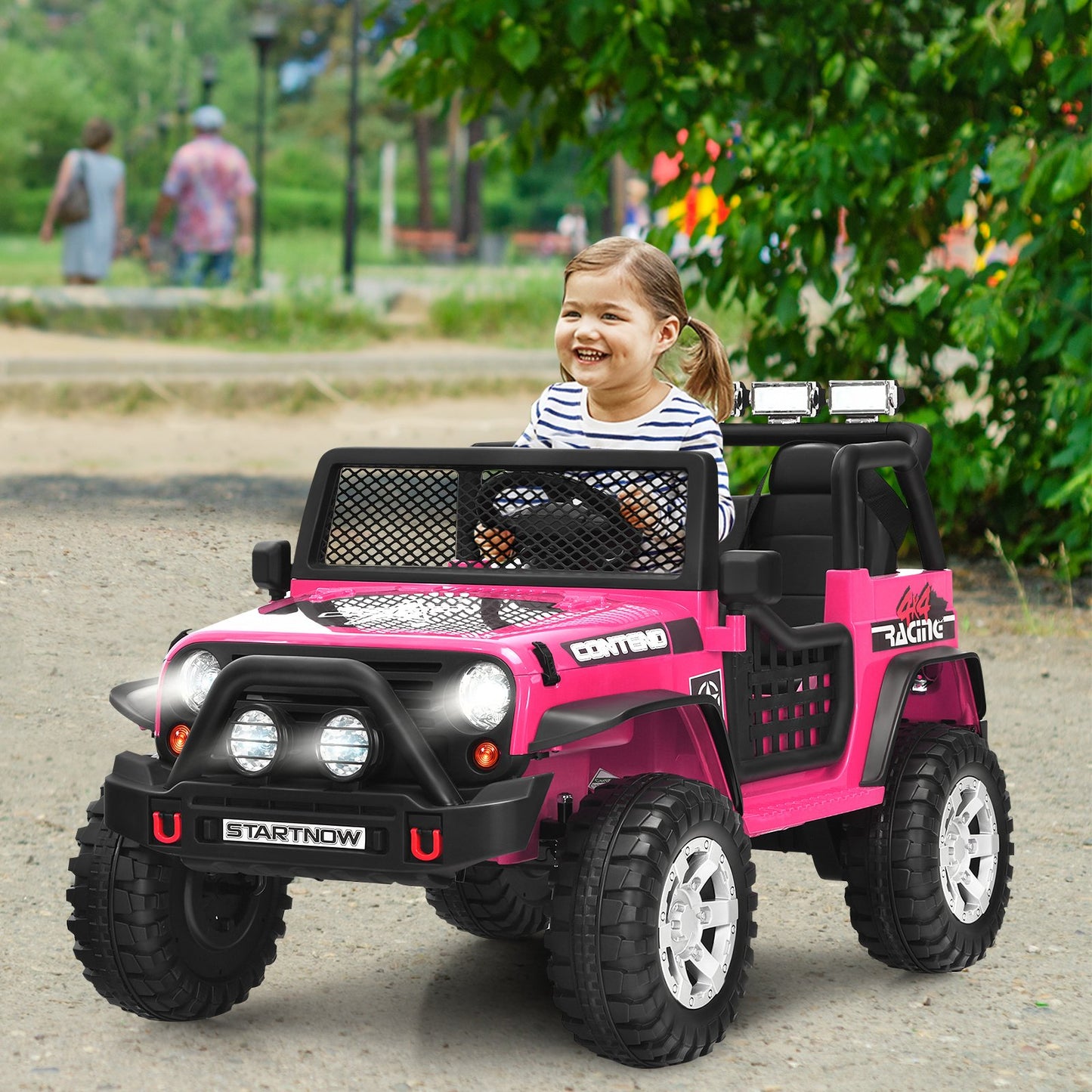2-Seat Kids Ride on Truck with Parent Remote Control-Black-Black