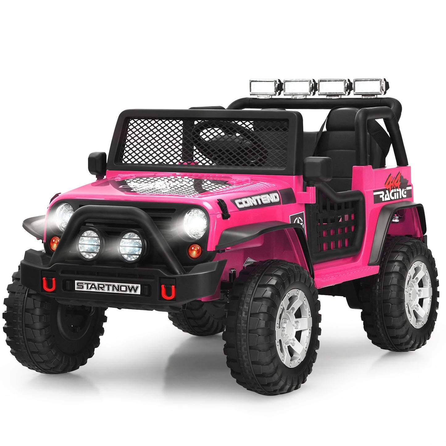 2-Seat Kids Ride on Truck with Parent Remote Control-Black-Black