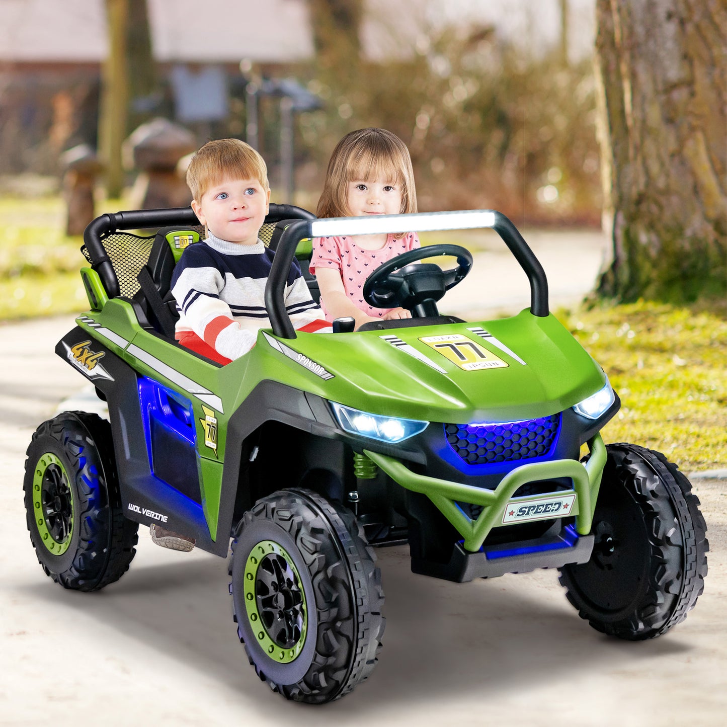 12V Electric Truck Car with Remote Controland Battery Powered UTV-Black