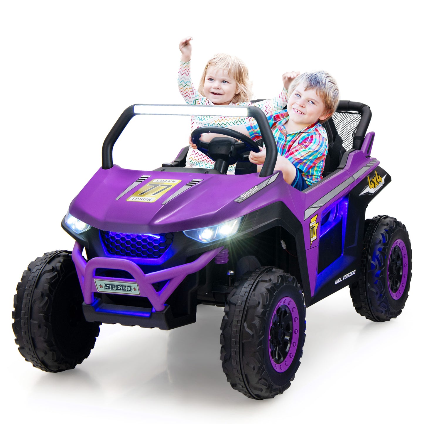 12V Electric Truck Car with Remote Controland Battery Powered UTV-Black