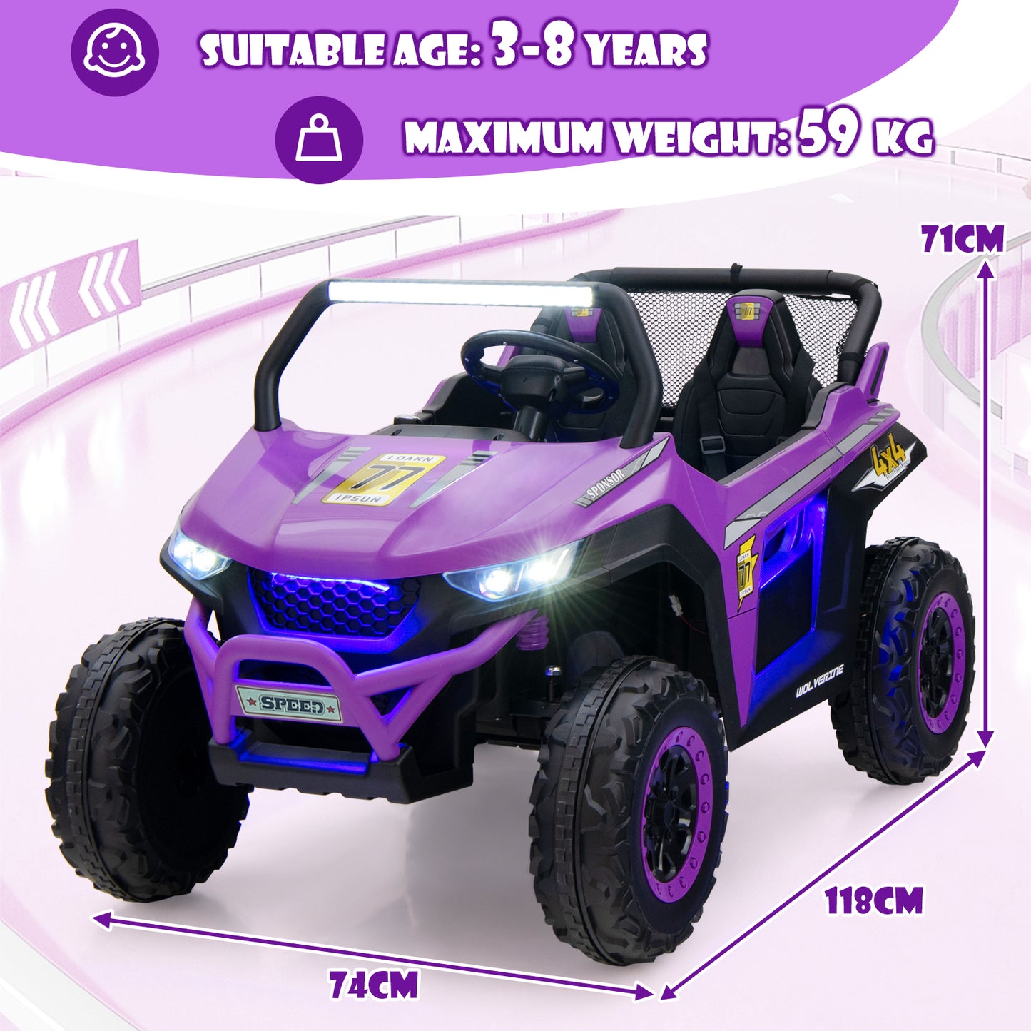 12V Electric Truck Car with Remote Controland Battery Powered UTV-Black