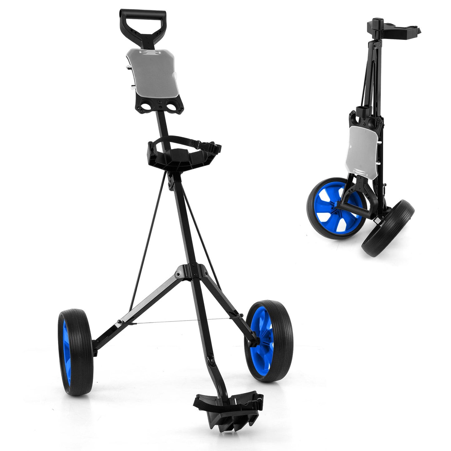 Foldable 2 Wheels Foldable Golf Cart with Scoreboard-Black