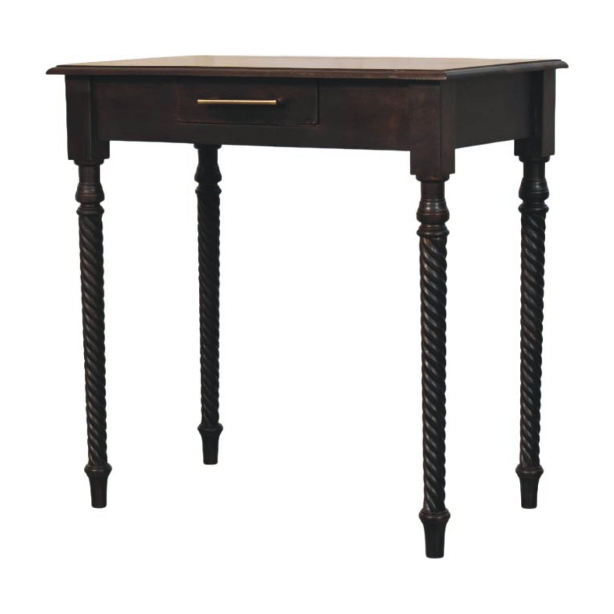 Artisan Furniture Solid Wood Cordelier Turned-Leg Writing Desk, 1 Drawer, Dark Brown