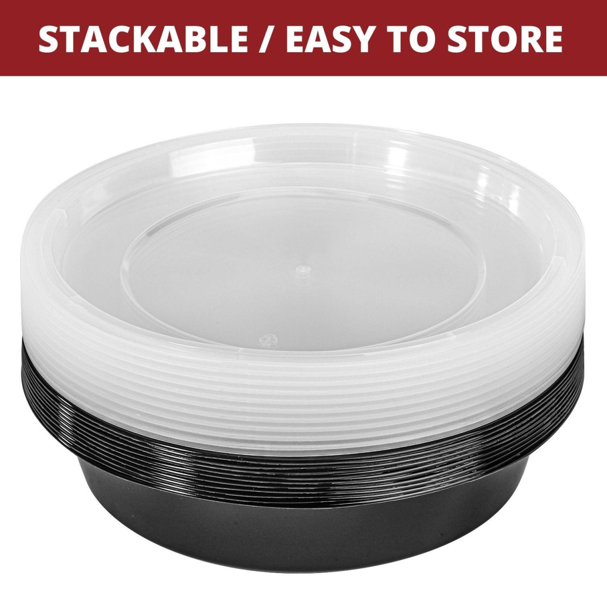 VINSANI 20pk ROUND 1 COMPARTMENT MEAL PREP CONTAINERS 1010493